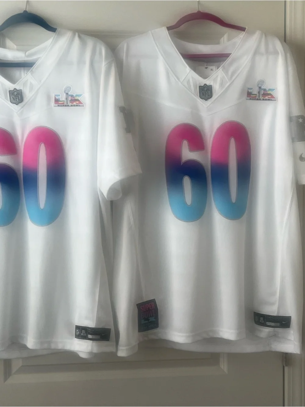 Official NFL Super Bowl  Jersey with Pink-to-Blue Gradient Number 60 Womens.